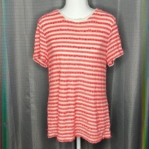 TALBOTS LARGE PINK AND CREAM STRIPED BLOUSE
